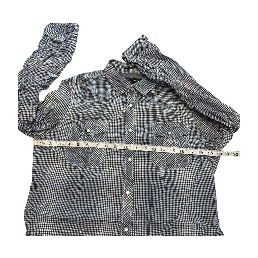 Twenty One Men Western Shirt Men Medium Black White Plaid Long Sleeve Pearl Snap - Picture 4 of 7